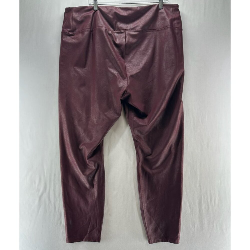 Simply Vera Vera Wang Faux Leather High Rise Leggings Size 2X Stretch Coated Red - Picture 2 of 8